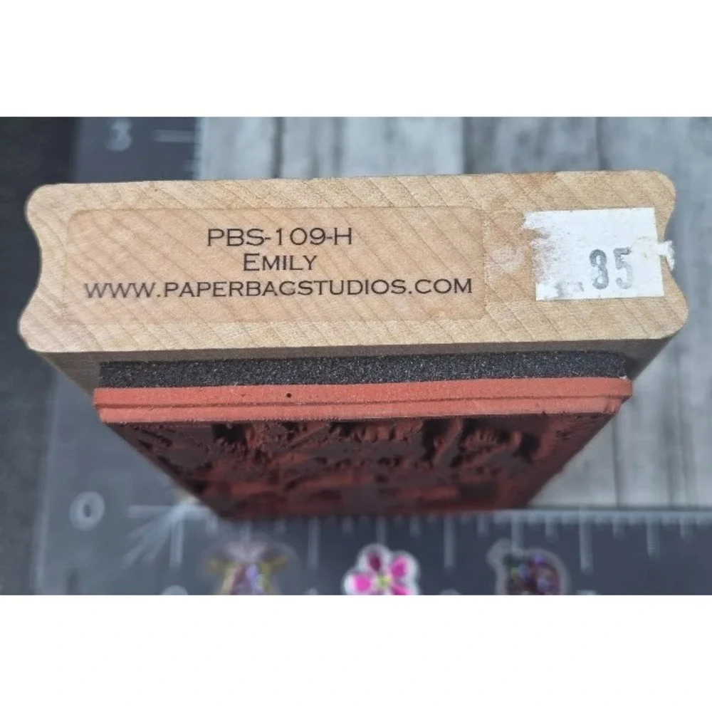 Paper Bag Studios Emily PBS109H Girl Woman Bow Rubber Stamp Wood #Q5